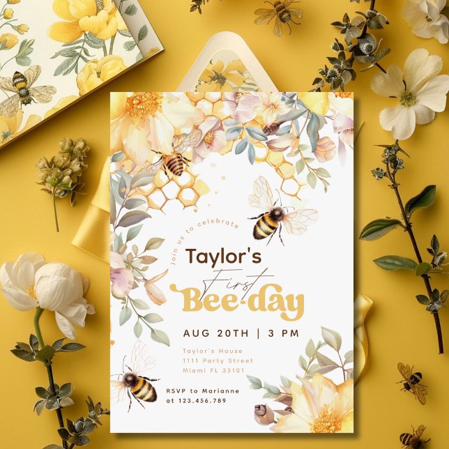 Invitation Jour de la Fête d'Anniversaire de l'Abeille Bourdo (Créateur téléchargé)
