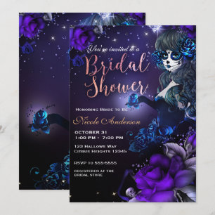 Invitation Jour de la Fête de l'mariée bleue violette de la F