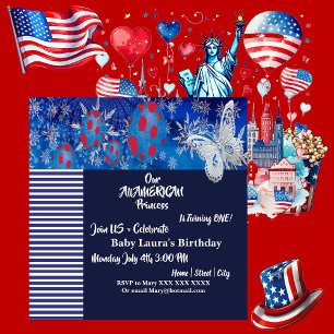 Invitation Jour de la naissance du phlon du drapeau patriotiq