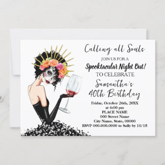 Invitation Jour de la nuit des filles mortes Halloween Annive