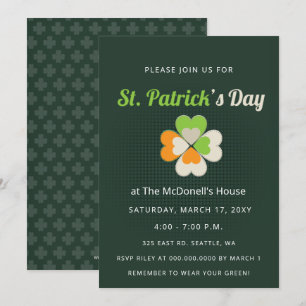 Invitation Jour de la Saint Patrick Shamrock du drapeau vert