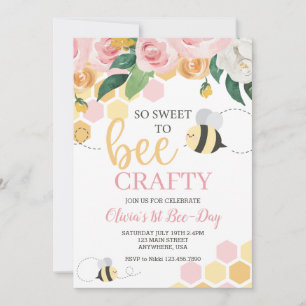 Invitation Jour de l'abeille bourdon Anniversaire floral rose