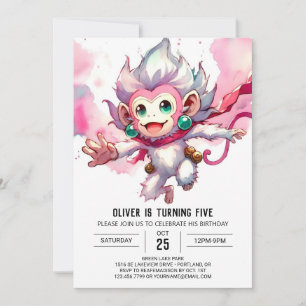 Invitation Jour de l'anniversaire du singe modifiable de Wood