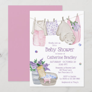 Invitation Jour de lavage de l'ours mûr Baby shower aquarelle