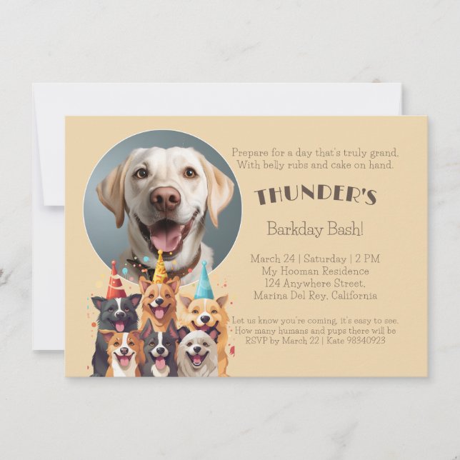Invitation Jour de l'écorce Doggo Bash Anniversaire (Devant)