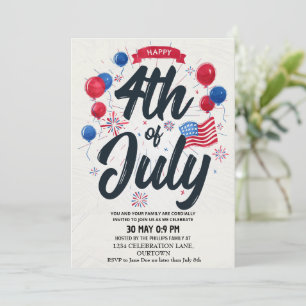 Invitation Jour de l'Indépendance 4 juillet Patriotique
