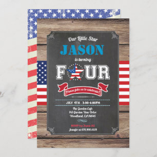 Invitation Jour de l'Indépendance 4ème anniversaire quatre en