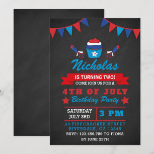 Invitation Jour de l'Indépendance Chalkboard Anniversaire Inv