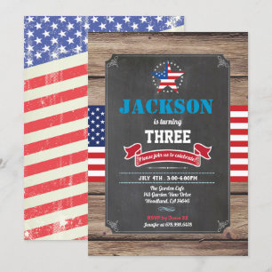 Invitation Jour de l'Indépendance Enfant de 3e anniversaire (