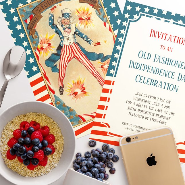 Invitation Jour de l'Indépendance vintage Antique Americana I (Créateur téléchargé)