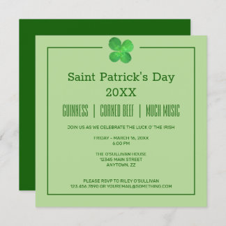 Invitation Jour de l'Saint Patrick irlandais de Shamrock de 4