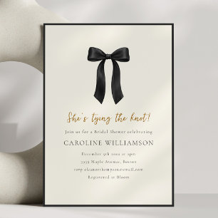 Invitation Jour de Noces Moderne Arc Noir Elle Attache le Nœu