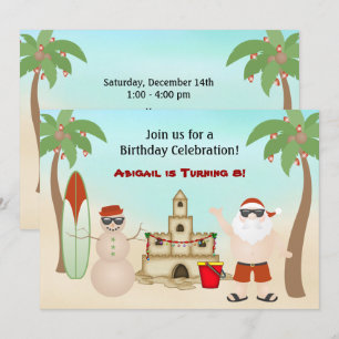 Invitation Jour de Noël de la plage de Père Noël