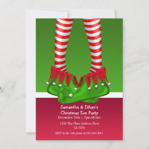 Invitation Jour De Noël Elf Bas Et Bottes