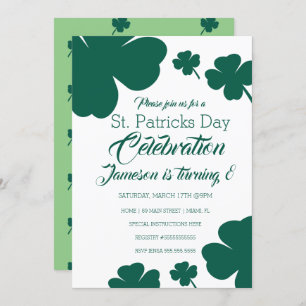 Invitation Jour de St. Patricks Clébration Shamrock verdure