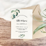 Invitation Jour de verdure écriture blanche élégant luxe<br><div class="desc">Avant : un arrière - plan blanc élégant décoré de simples feuilles de ginkgo doré. Personnalisez et ajoutez votre nom et les détails de votre fête. Retour : vert émeraude arrière.</div>