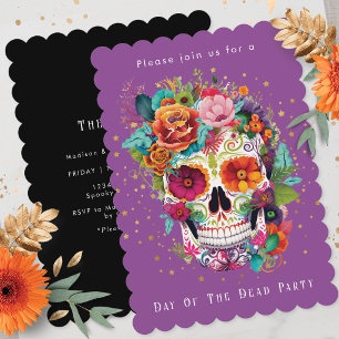 Invitation Jour Des Morts Crâne de Sucre Mexicain Tous Les Âm