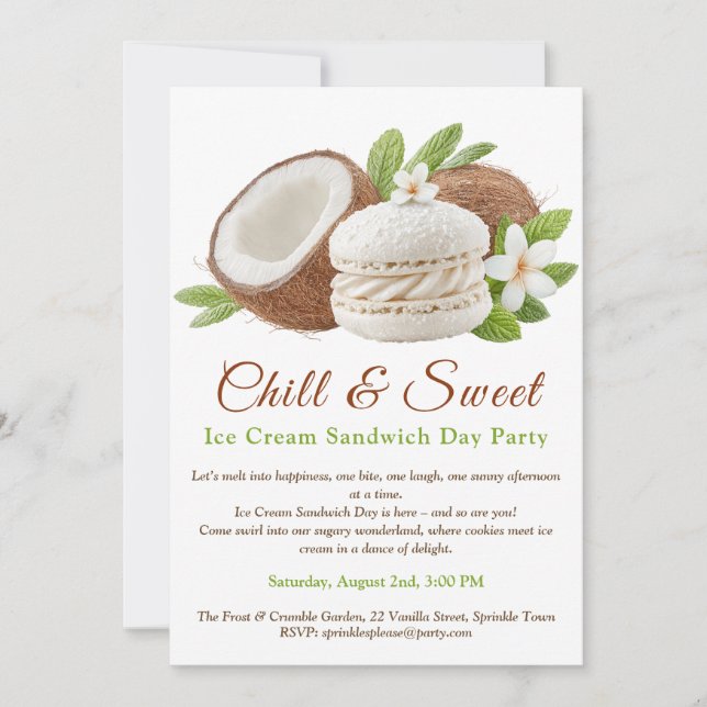 Invitation Jour des Sandwichs à la Crème Glacée à la Noix de  (Devant)