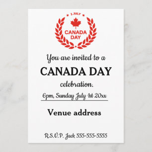 Invitation Jour du Canada, le 1er juillet.