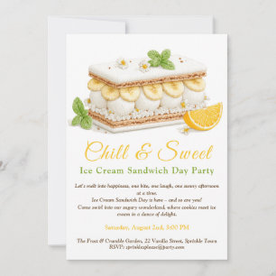 Invitation Jour du Sandwich de Crème Glacée à la Banane en Aq