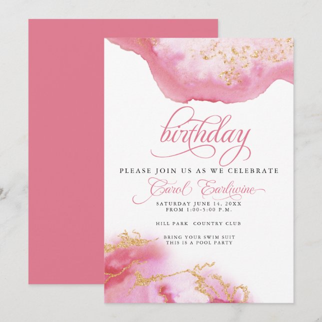 Invitation Jour du soir octobre Géode d'aquarelle Tourmaline (Devant / Derrière)