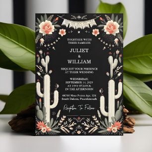 Invitation Jour Elegant Fiesta Cactus Floral Mariage mexicain
