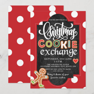 Invitation Jour férié Cookie Exchange Party Red Polka Dot