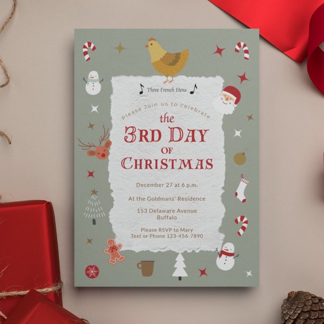 Invitation Jour férié de Noël, 3 jours fériés (A Third Day of Christmas party isn't belated -- it's correct! 
)