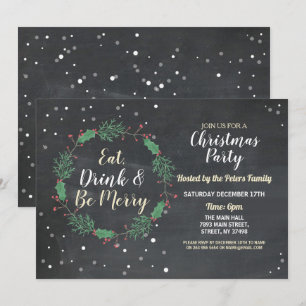 Invitation Jour férié de Noël de la couronne Chalk