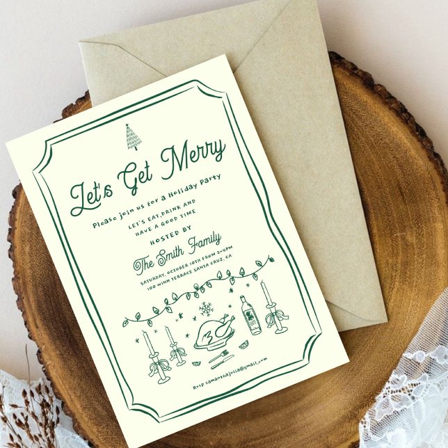 Invitation Jour férié de NoëlMain attirée Funky Handwrite in (Créateur téléchargé)