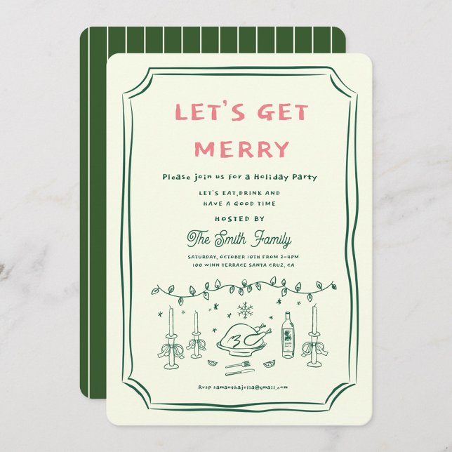 Invitation Jour férié de NoëlMain attirée Funky Handwrite in (Créateur téléchargé)