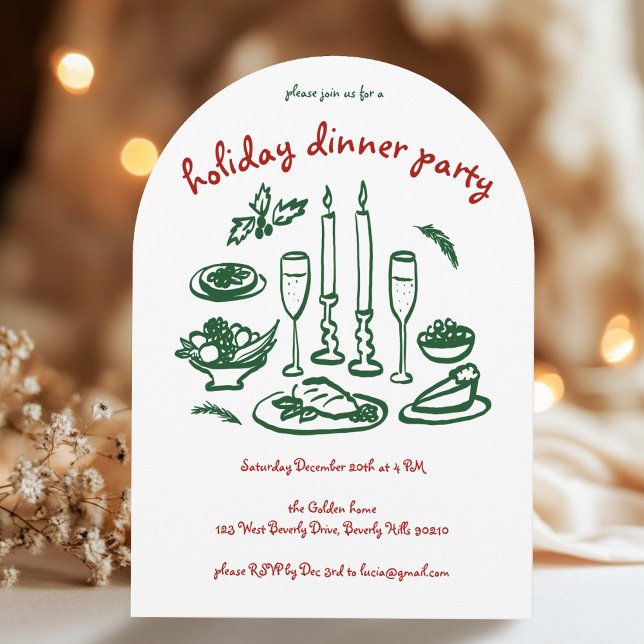 Invitation Jour férié de Whimsical Girly (Whimsical Girly Holiday Dinner Party Arched Xmas Christmas party custom  Invitation
)
