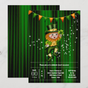 Invitation Jour férié du shamrock de lièvre de leprechaun