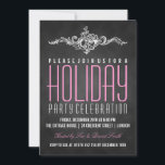 Invitation Jour Fête Chalkboard Décor Vintage Rose noir<br><div class="desc">Noël moderne| Invitation Fête modèle Chalkboard Décor Vintage Rose noir . Impressionnez vos amis avec ce design amusant d'invitation. Entièrement personnalisable !</div>