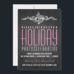 Invitation Jour Fête Chalkboard Décor Vintage Rose noir<br><div class="desc">Noël moderne| Invitation Fête modèle Chalkboard Décor Vintage Rose noir . Impressionnez vos amis avec ce design amusant d'invitation. Entièrement personnalisable !</div>