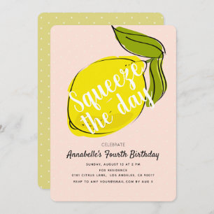 Invitation Jour Lemon CItrus rose Girl Anniversaire
