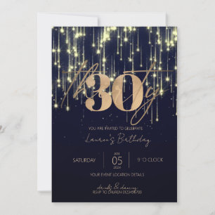Invitation Jour minimaliste de la marine et de l'or 30e anniv