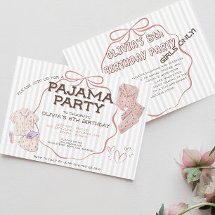 Invitation Jour rayé du pyjama Cute Coquette Bow