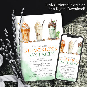 Invitation Jour Saint-Patricks Aquarelle Shamrock Milkshake