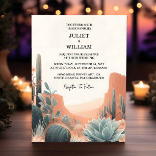 Invitation Jour Vert Boho Leaf Désert Cactus Succulent Mariag