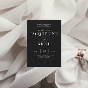 Invitation Jour votre Noir Élégant 2 Venues Parents Mariage