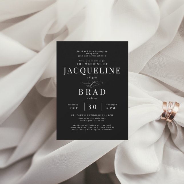 Invitation Jour votre Noir Élégant 2 Venues Parents Mariage (Créateur téléchargé)