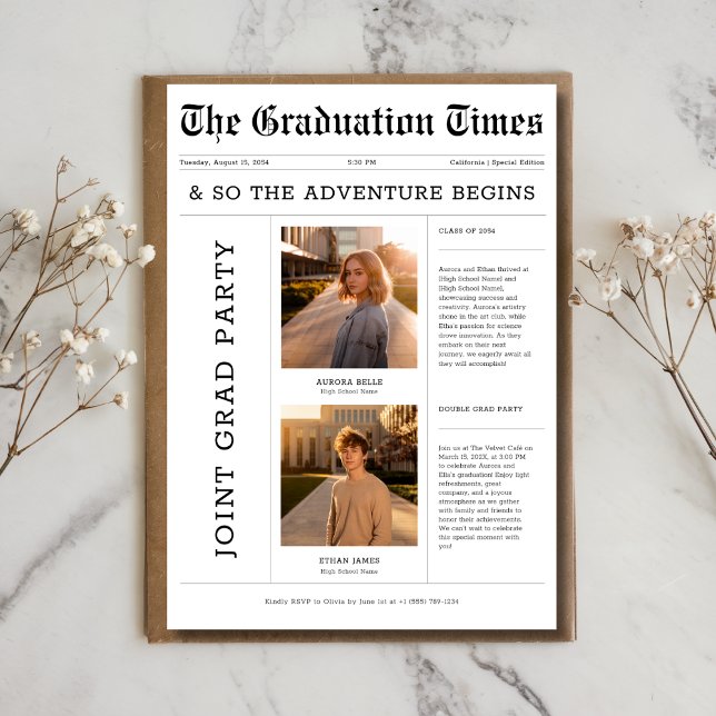 Invitation Journal Aventure Commence La Partie Diplômée Mixte (Créateur téléchargé)