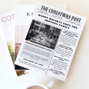 Invitation Journal de la famille de Noël + Année en revue Pho