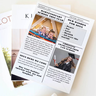 Invitation Journal de la famille de Noël + Année en revue Pho