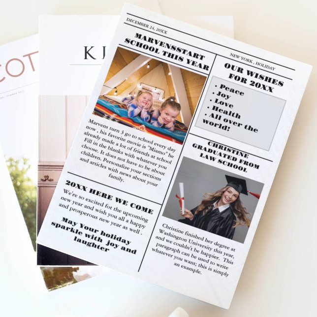 Invitation Journal de la famille de Noël + Année en revue Pho (Créateur téléchargé)