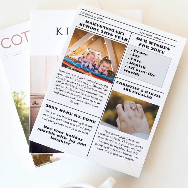 Invitation Journal de la famille de Noël + Année en revue Pho (Créateur téléchargé)