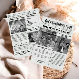 Invitation Journal de la famille de Noël + Année en revue Pho