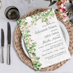 Invitation Journal de style mural vintage rose pour dîner de