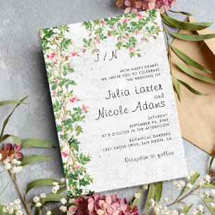 Invitation Journal de style vintage mur ancien rose rose mari